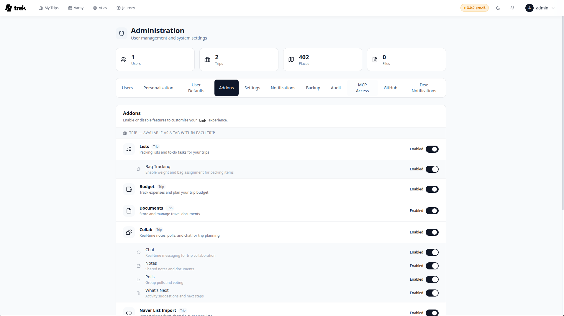 Addon overview
