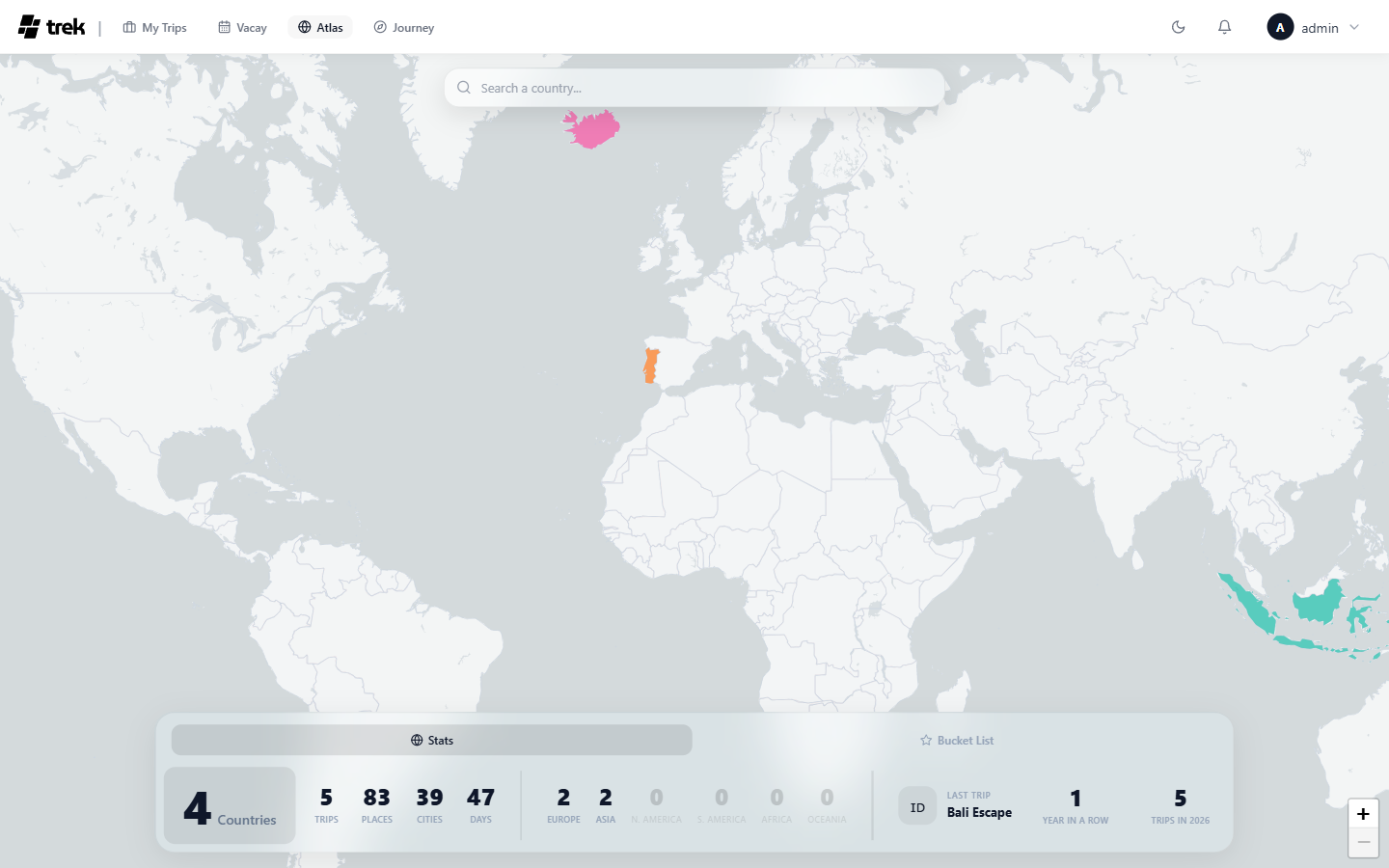 Atlas · visited countries
