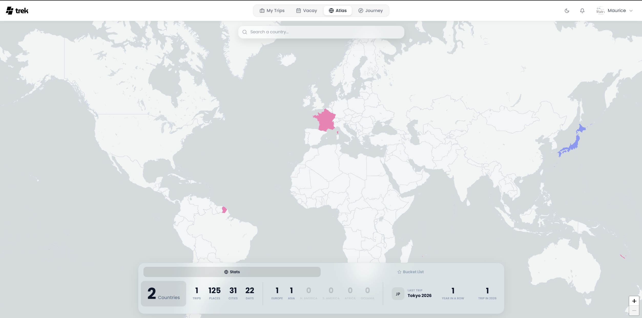 Atlas · visited countries