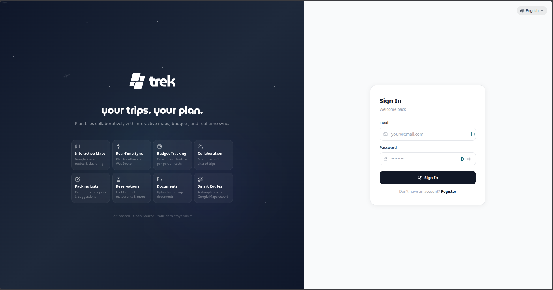 Login page