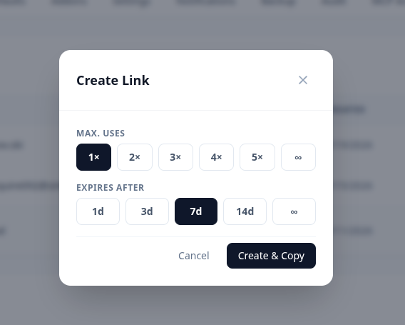 Invite links