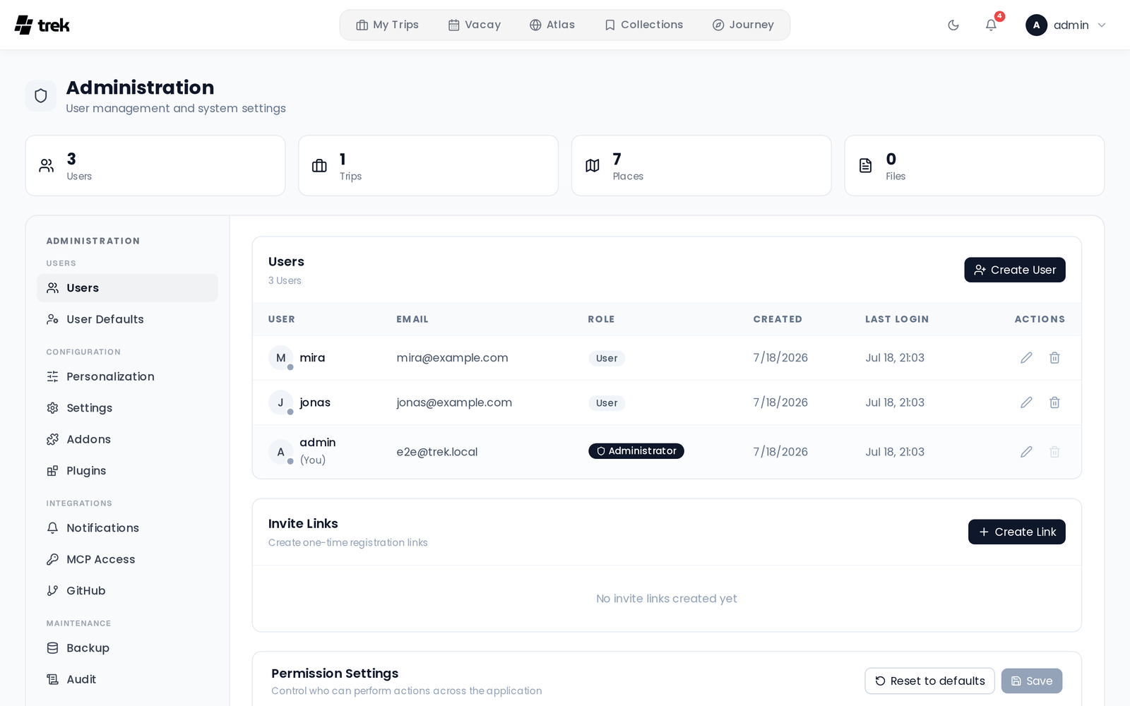 Users tab