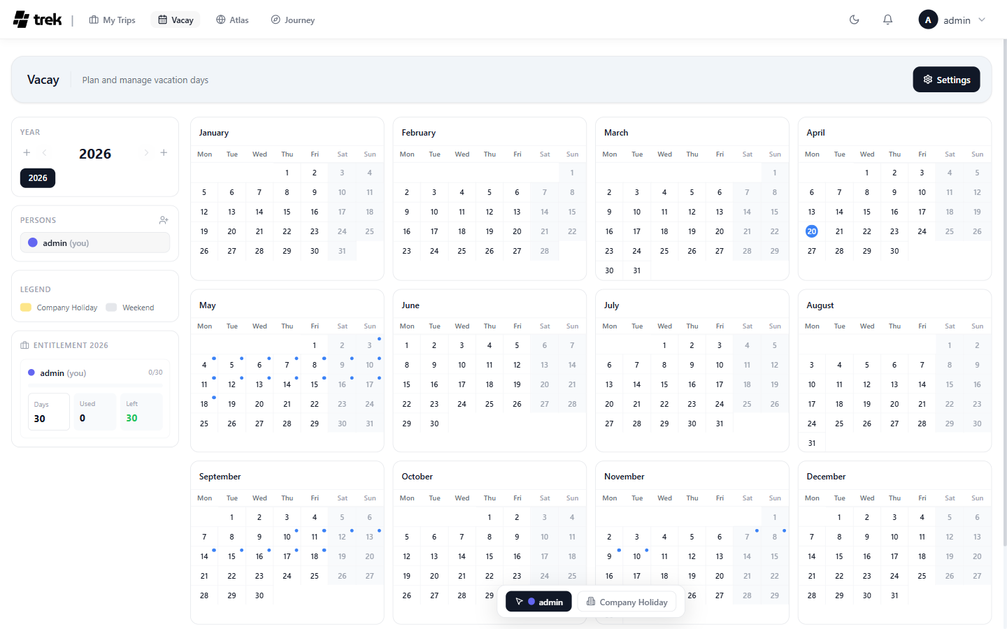 Vacay planner