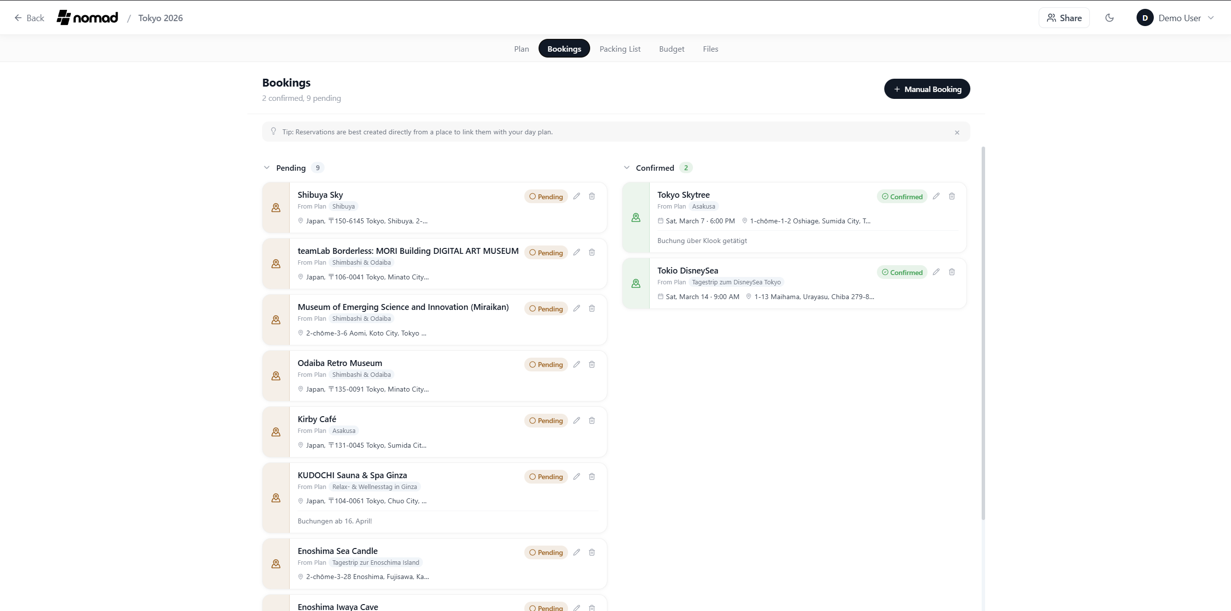 Bookings